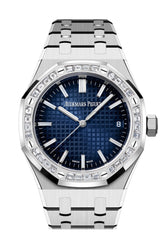 Audemars Piguet Royal Oak Blue Diamond Baguette Dial White Gold Diamond Set Bezel Watch 77451BC.ZZ.1261BC.01